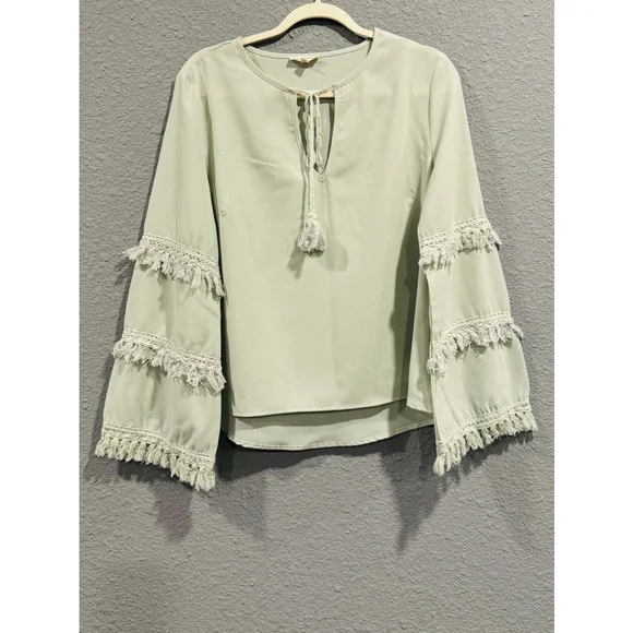 Women's Main Strip Green Blouse Size M - Picture 7 of 8